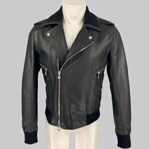 BALMAIN By Olivier Rousteing Size 38 Black Leather Motorcycle Jacket